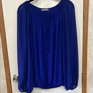 T Tahari Blue Relaxed 3/4 Sleeve Blouse